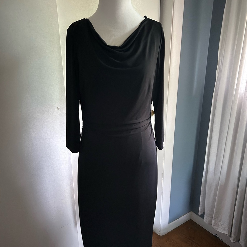 David Meister Sophisticated Black 3/4 Sleeve Dress